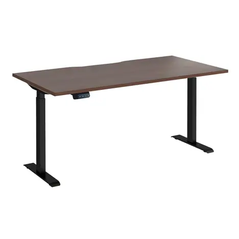 Elev8 Contract Straight Sit-Stand Desk - 1600 - Black - Walnut